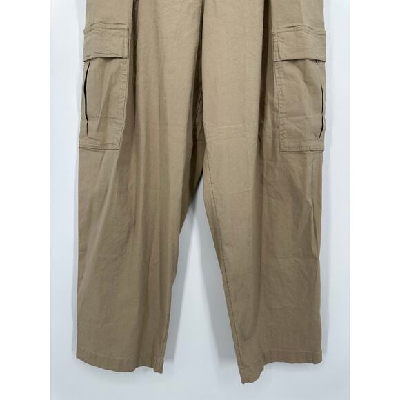 Athleta Paradise Straight Leg Cargo Pants Drawstring Waist Linen Blend Flax, NWT - Picture 7 of 14